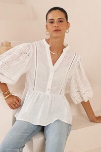 Iris Maxi Broderie Peplum Blouse