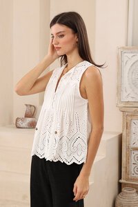 Iris Maxi Sleeveless Broderie Anglaise Blouse