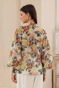 Iris Maxi Painterly Floral Lace Trim Blouse