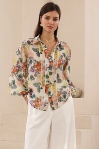 Iris Maxi Painterly Floral Lace Trim Blouse