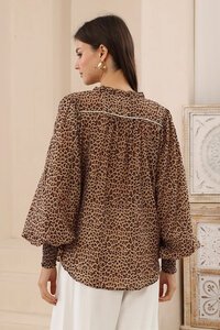 Iris Maxi Leopard Balloon Sleeve Blouse