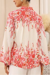 Iris Maxi Floral Border Balloon Sleeve Top