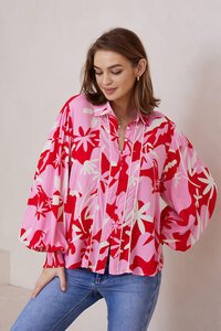 Iris Maxi Tropical Floral Lace Trim Shirt
