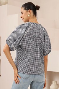 Iris Maxi Gingham Lace Trim Blouse