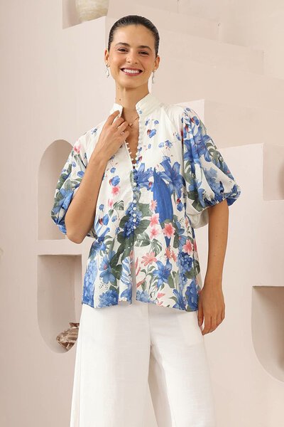 Iris Maxi Floral Botanical Blouse-hc-new-Hello Cyril.