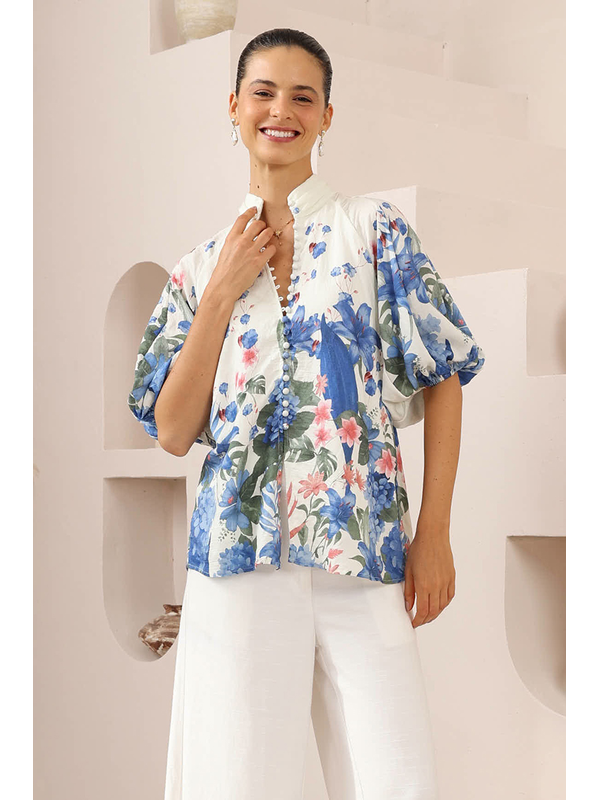 Iris Maxi Floral Botanical Blouse