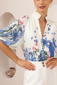 Iris Maxi Floral Botanical Blouse
