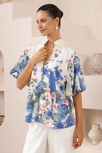 Iris Maxi Floral Botanical Blouse