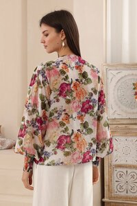 Iris Maxi Painterly Floral Long Sleeve Frill Blouse