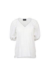 Vassalli V Neck Top With Floaty Sleeve - White Check