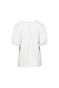 Vassalli V Neck Top With Floaty Sleeve - White Check