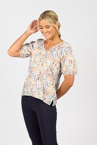 Vassalli V Neck Top With Floaty Sleeve - Amalfi