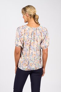 Vassalli V Neck Top With Floaty Sleeve - Amalfi