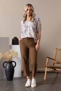 Vassalli V Neck Top With Floaty Sleeve - Amalfi