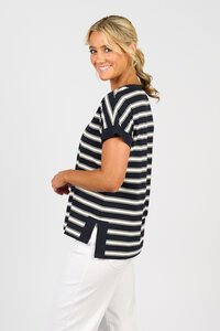 Vassalli Stepped Hem Stripe Top