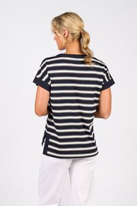 Vassalli Stepped Hem Stripe Top