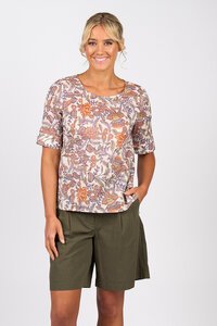 Vassalli Round Neck Elbow Sleeve Top - Tuscany