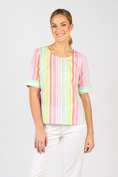 Vassalli Round Neck Elbow Sleeve Top - Cabana-shop-by-style-Hello Cyril.