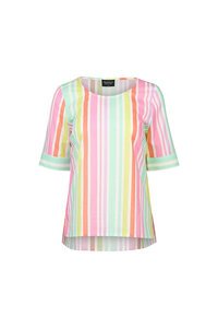 Vassalli Round Neck Elbow Sleeve Top - Cabana