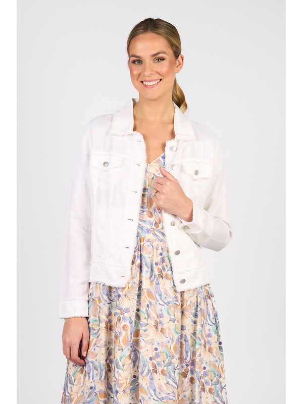 Vassalli Linen Viscose Frayed Seams Jacket