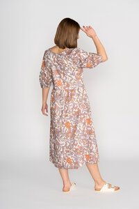 Vassalli V Neck Pleat Sleeve Detail Dress - Tuscany