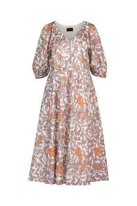 Vassalli V Neck Pleat Sleeve Detail Dress - Tuscany