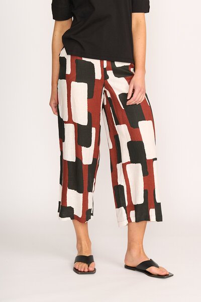 Foil Print Wide Leg Cropped Pant-lives-Hello Cyril.