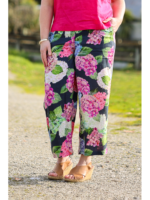 Foil Print Wide Leg Cropped Pant