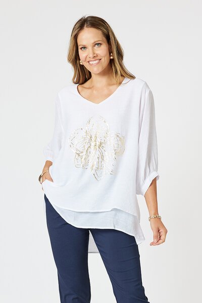 Clarity Gold Flower 2 in 1 Top-shop-by-label-Hello Cyril.