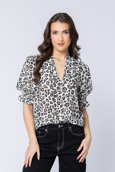 Seeking Lola Relaxed Butterfly Top Sage Leopard-lives-Hello Cyril.