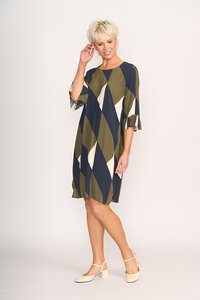 Foil Shift Fluted Sleeve Dress