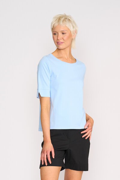 Esplanade Wide Neck Elbow Sleeve Top-lives-Hello Cyril.