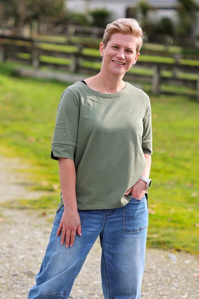 Esplanade Wide Neck Elbow Sleeve Top-lives-Hello Cyril.