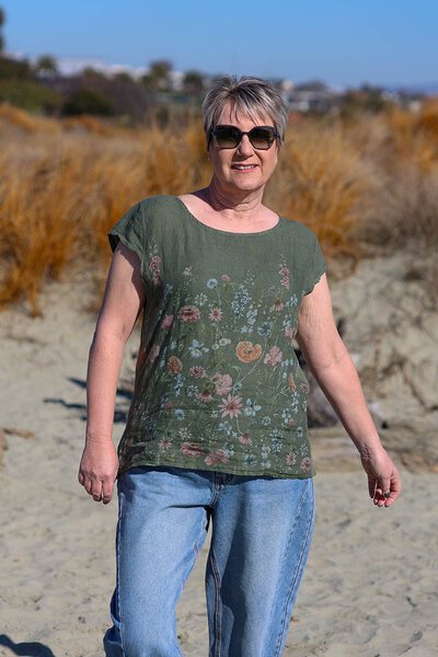 Puro Lino Rib Panel Linen Floral Top-puro-lino-Hello Cyril.