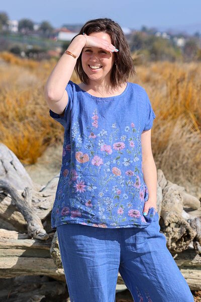 Puro Lino Floral Linen Top-puro-lino-Hello Cyril.