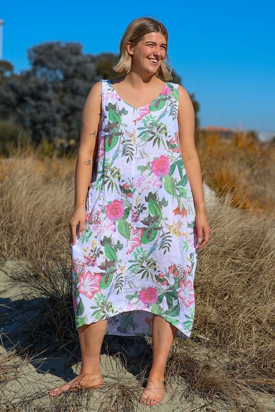 Puro Lino Sleeveless Floral Dress-puro-lino-Hello Cyril.
