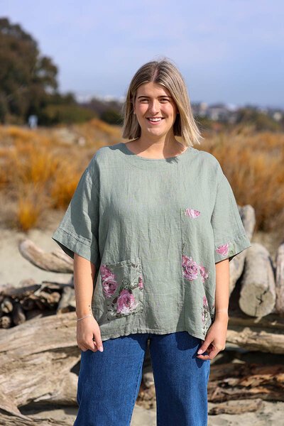 Puro Lino Pocket Linen Floral Top-puro-lino-Hello Cyril.