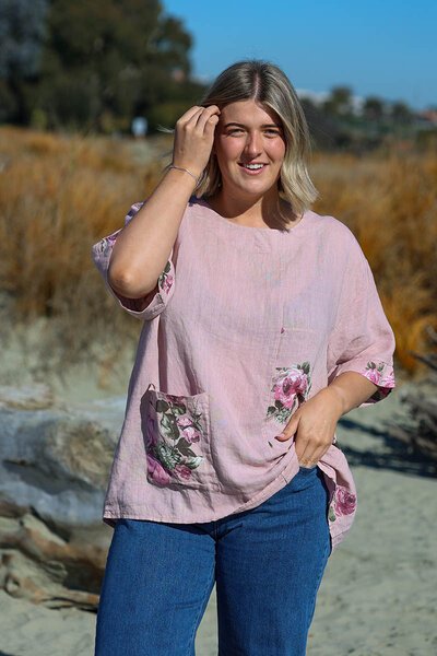 Puro Lino Pocket Linen Floral Top-puro-lino-Hello Cyril.