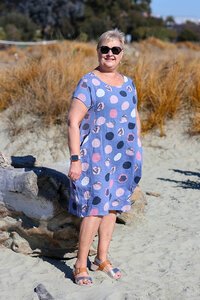 Cali + Co Circle Print Linen Dress