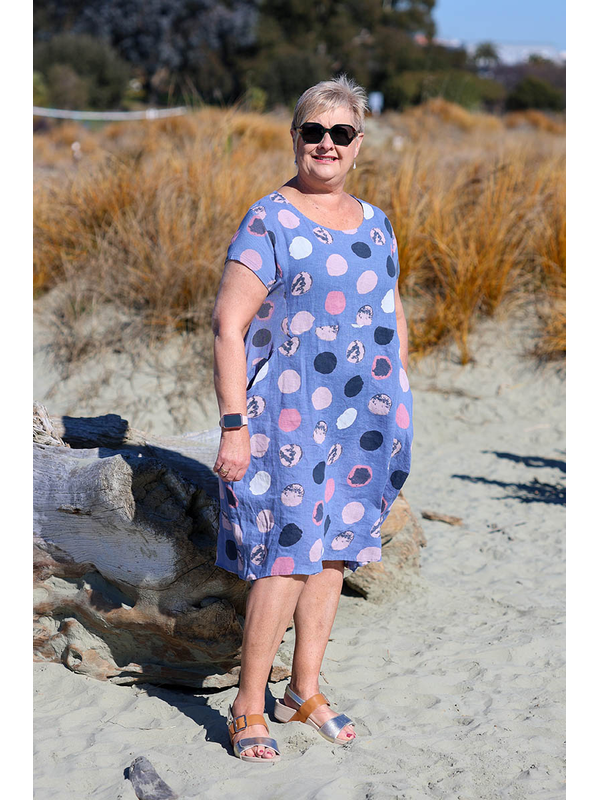 Cali + Co Circle Print Linen Dress