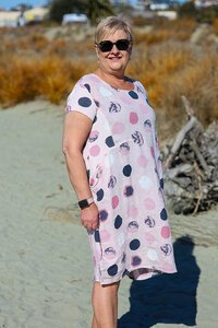 Cali + Co Circle Print Linen Dress