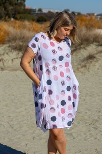 Cali + Co Circle Print Linen Dress