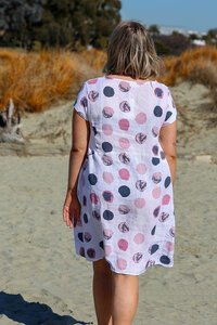 Cali + Co Circle Print Linen Dress