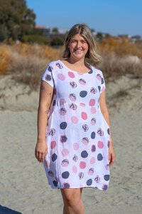 Cali + Co Circle Print Linen Dress