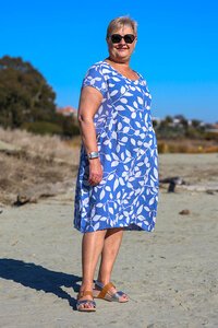 Cali + Co Leaf Print Linen Dress