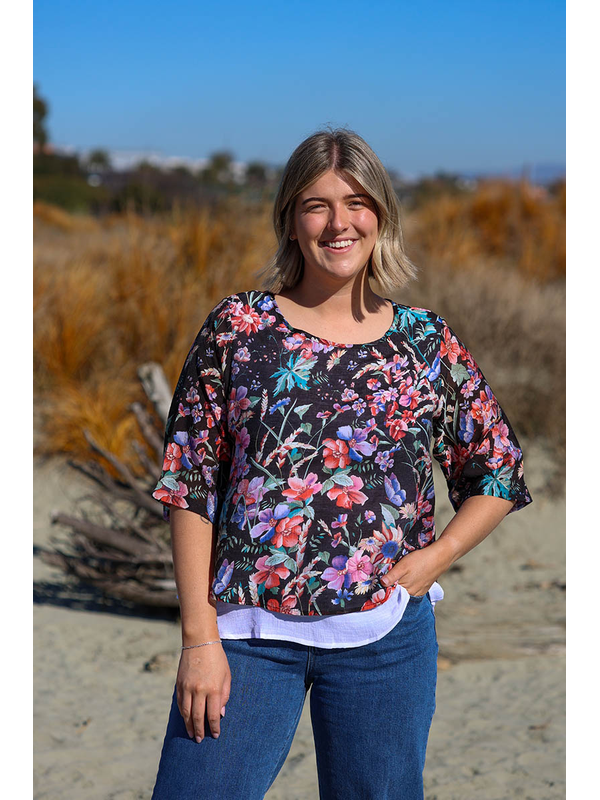 La Mode Floral Layered Top