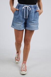 Elm Emma Relaxed Denim Short Mid Blue Wash