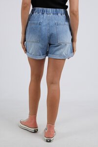 Elm Emma Relaxed Denim Short Mid Blue Wash
