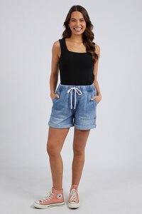 Elm Emma Relaxed Denim Short Mid Blue Wash