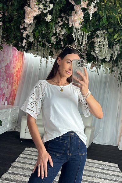 Charlo Amari Embroidered Sleeve Tee-hc-new-Hello Cyril.